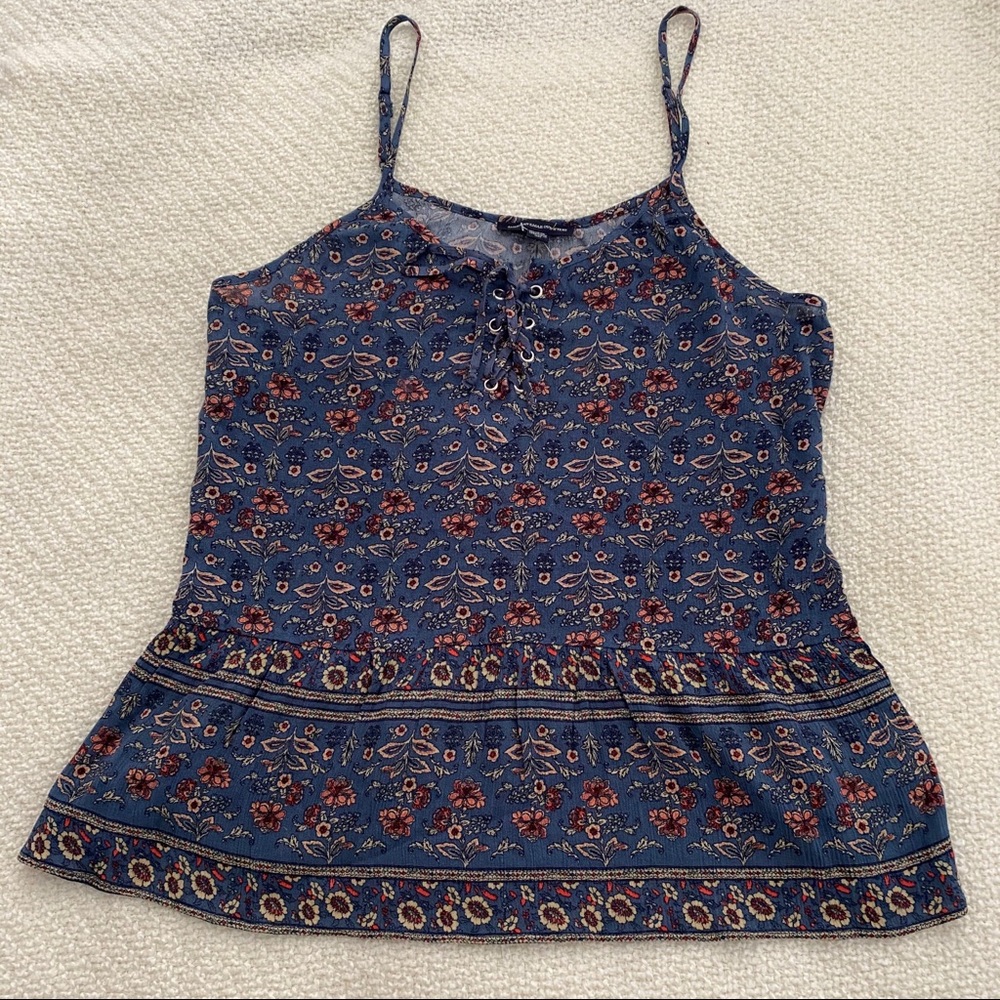 NWT AEO Boho Lace-up Floral Tank Sz M